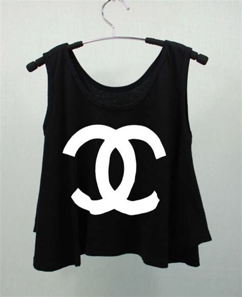 chanel logo tank top for sale|chanel tunic shirt.